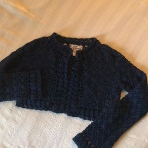Girls Gap Navy Crochet Look Shrug